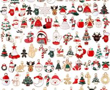 110Pcs Christmas Gold Enamel Charms DIY Jewelry Making Charms Pendants for Bracelet Necklace Earring Craft Supplies (FREE POSTAGE)