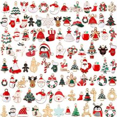 110Pcs Christmas Gold Enamel Charms DIY Jewelry Making Charms Pendants for Bracelet Necklace Earring Craft Supplies (FREE POSTAGE)