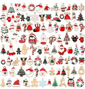 110Pcs Christmas Gold Enamel Charms DIY Jewelry Making Charms Pendants for Bracelet Necklace Earring Craft Supplies (FREE POSTAGE)