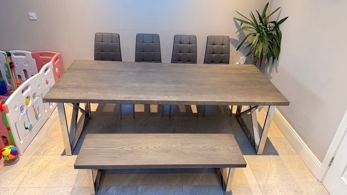 New Dining Table Set with Bench & 4 Chairs - 8 seater