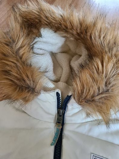 Superdry Navy / White Gilet with Faux Fur Hood