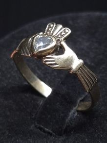 Vintage Irish 9ct Gold Claddagh Ring Dublin Hallmarked Size 56.5