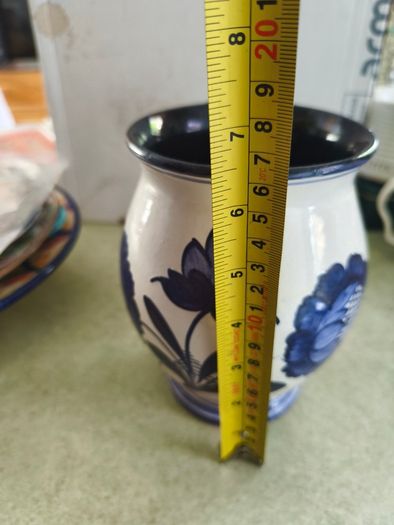 Vintage  Handmade Cobalt Blue And Gray Vease.