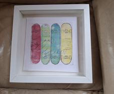 Skateboard  with hands shaking watercolour
