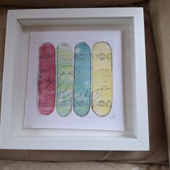 Skateboard  with hands shaking watercolour