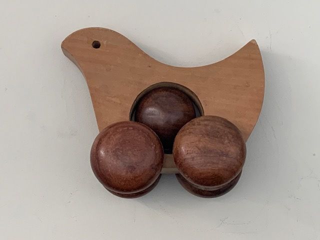 Vintage Solid Wood Hen Push-along Toy 1970s