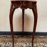 FLASH SALE ! Was 395 now 320 ! Pair of Marquetry & Brass Occasional Tables with Marble Tops. Image 5
