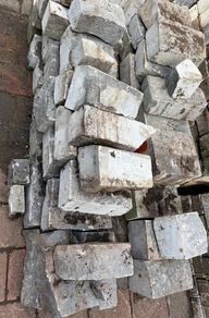 Mixed sizes of cut limestone blocks