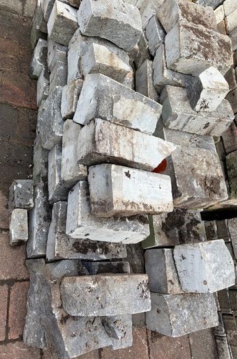 Mixed sizes of cut limestone blocks