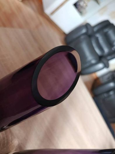 Set of 3 vintage Swedish style purple glass vases in the manner of Aseda Glassbruk designed by Bo Borgstrom.