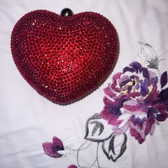 Heart Shaped Crystal Diamonte Bag BNWT