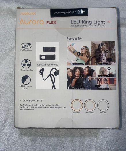 Aurora Flex LED Ring Light & Phone Holder Clip