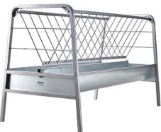 Livestock Hay Feeder, 2 in 1 Grain & Hay Feeder, 80-Gallon Capacity Pasture Feeder, 59" Long Goat Hay Feeder with Deeper Feeding Pan