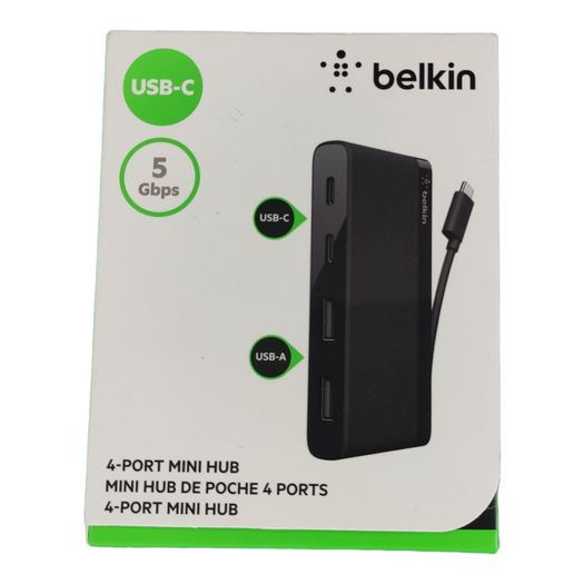 Belkin Usb-c 4-port Mini Hub Type C 2x Usb-c 2x Usb-a Ports Blk New F4u090btblk