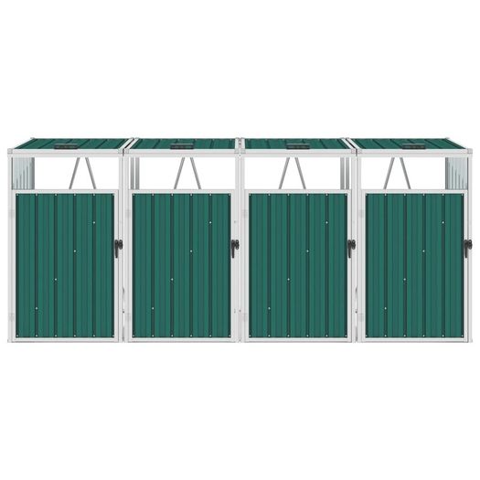 Quadruple Garbage Bin Shed Green 286x81x121 cm Steel
