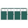 Quadruple Garbage Bin Shed Green 286x81x121 cm Steel Image 4