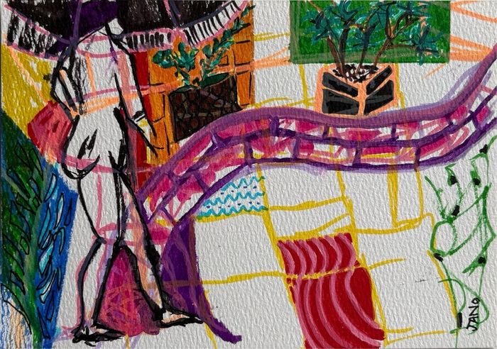 Original Art  Figurative Art Fauvist original Drawing