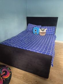 black velvet double bed