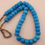 Antique Turqouise Blue African Style Glass Beads Strand 16 inches Image 8
