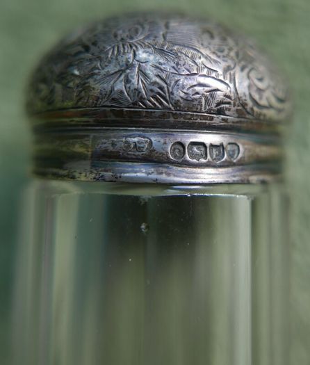 Antique Edwardian 1800s Set 5 Sterling Silver Cut Glass Vanity Pin Bottles Jars