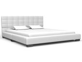 Bed Frame White Faux Leather 135x190 cm