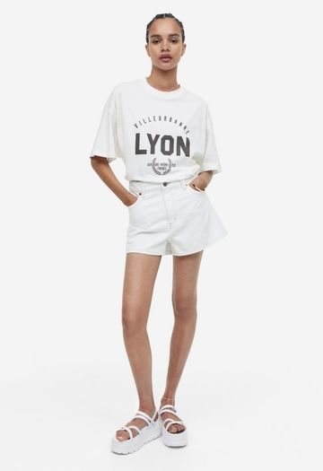 Cream Denim Shorts