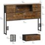 Double Bed Headboard with Storage, Freestanding Headboard with 4 Fabric Drawers & Shelves, Adjustable Bed Frame Connectors, Bedroom Storage Headboard Image 3