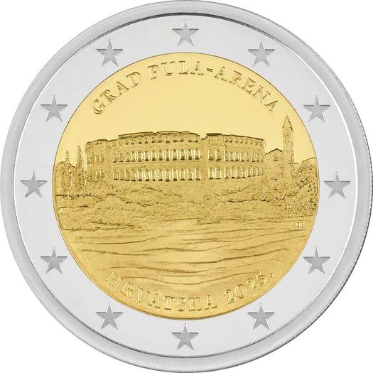 Croatia 2 Euro Commemorative Coin 2025 - City of Pula - Arena. Uncirculated.