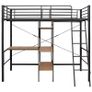 Bunk Bed with Table Frame Black Metal 90x200 cm Image 6