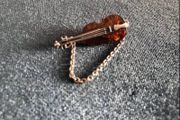 Silver antique baltic natural amber brooch