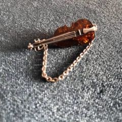 Silver antique baltic natural amber brooch