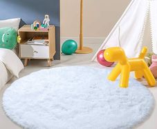 Round Rugs for Bedrooms Fluffy Living Room Circle Area Rug Soft Shaggy Carpet for Kids Room Floor Mat (Grey, 80cm)