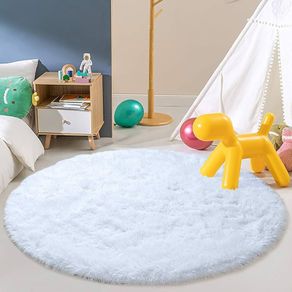 Round Rugs for Bedrooms Fluffy Living Room Circle Area Rug Soft Shaggy Carpet for Kids Room Floor Mat (Grey, 80cm)