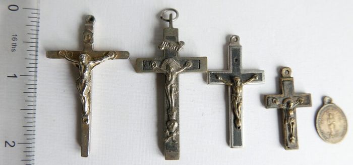 Vintage Religious Jewelry lot, holy Medal, Crucifixes