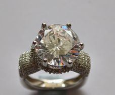 TJC 925 Sterling Silver Large Solitaire Statement Ring