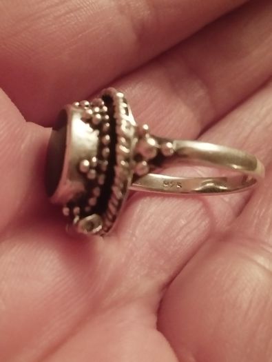 Vintage pillbox ring, 925 sterling silver.