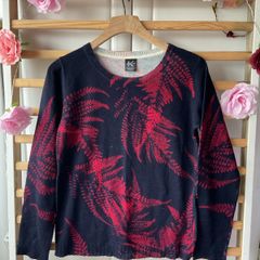 jumper Bnwt navy cashmere with leaf pattern medium