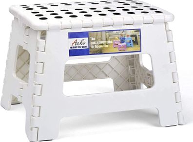 9 inch Folding Step Stool(with 14pcs Steel Nail Reinforced),Folding Stool for Adults & Kids Plastic Stool Heavy Duty Foldable Stool More Safety Non-Slip Stool for Kitchen/Bathroom/Bedroom