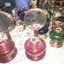 2 Beautiful Old Mirror Red Glass Oil Lamps, Postage Available Image 3