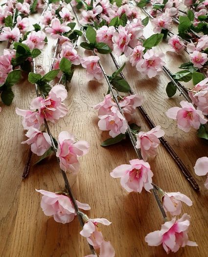 Beautiful 14 X 86cm Large Long Wired Cherry Blossom Artificial Flowers (Bendable)