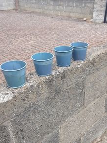 Small metal flower pots