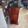 Polished marble and solid wood shelving unit Image 2