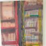 Retro Abstract Oil on Panel Painting Titled "Bookcase". Image 2