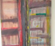 Retro Abstract Oil on Panel Painting