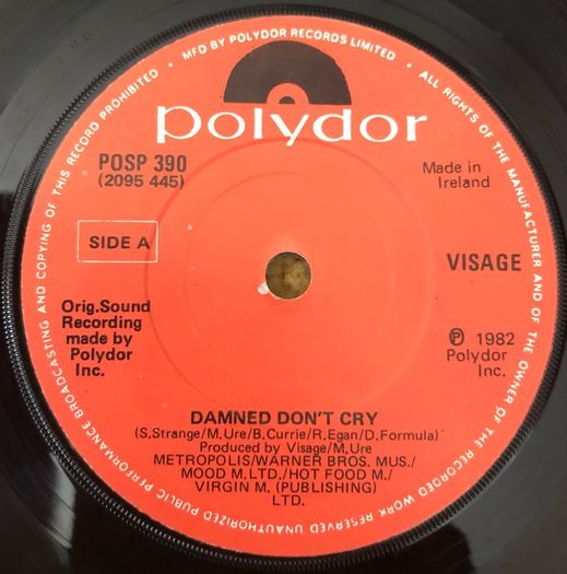 Visage - Damned Don't Cry (1982) Irish 7"
