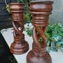 Large Open Twist Handcarved Candlesticks Image 2