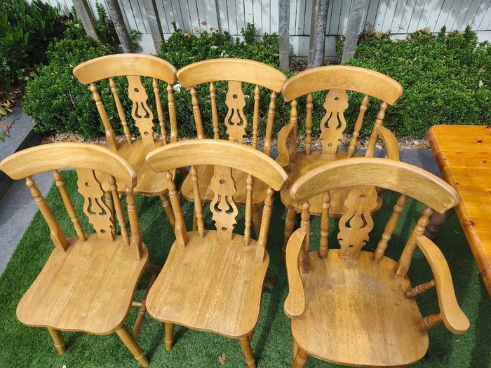 Wooden Table   6 chairs