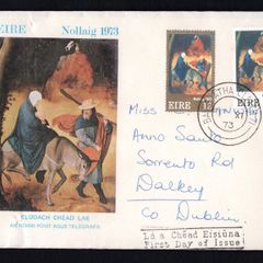 1973 Ireland Christmas Commemorative Stamp Addressed First Day Cover (FDC) with Dublin cancel