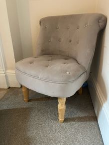 Grey velvet bedroom buttoned armchair