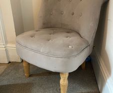 Grey velvet bedroom buttoned armchair